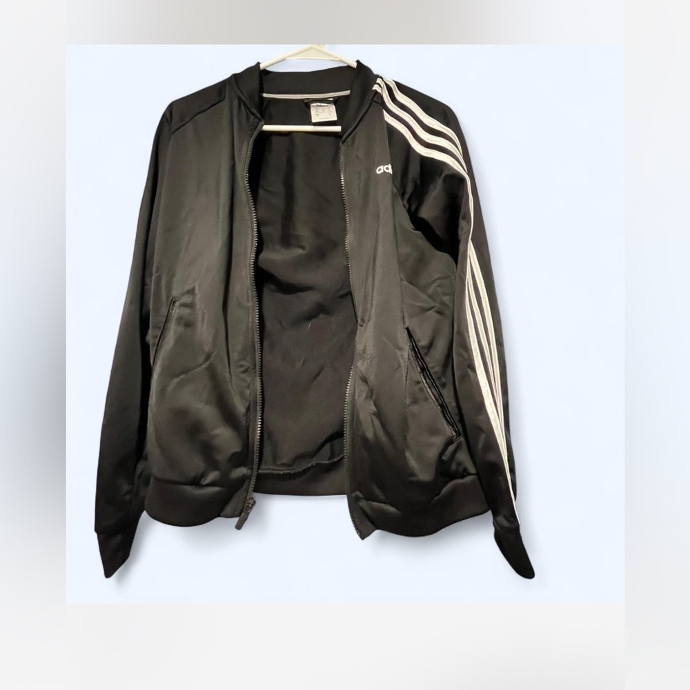 adidas Black Bomber Jacket with White Accents